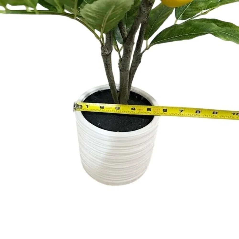Artificial Lemon Tree in White Ribbed Ceramic Pot 18 Inch Faux Fruit‎ Plant